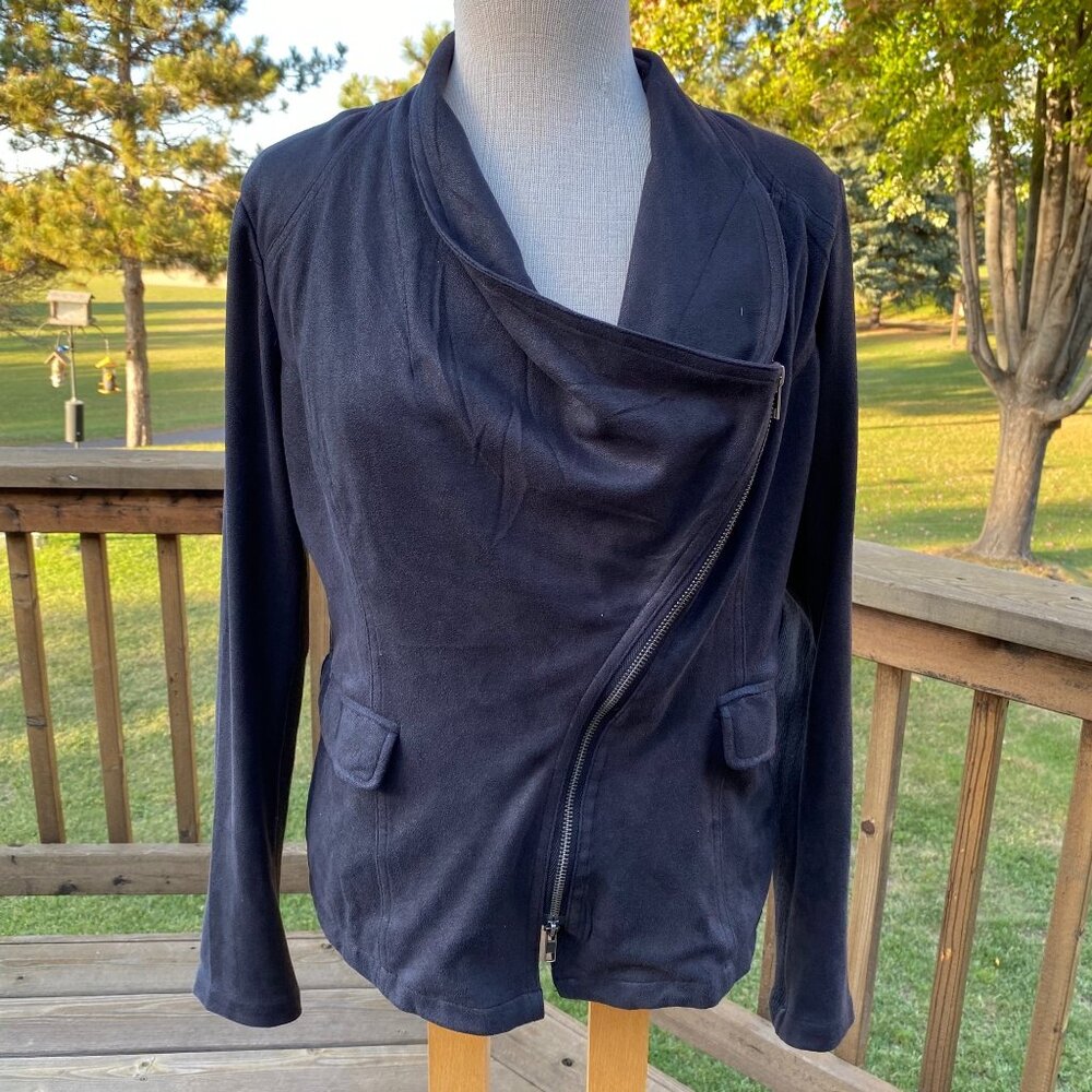Miilla Faux Suede Jacket Asymmetrical Zipper Women's Small Moto Black - Picture 10 of 12